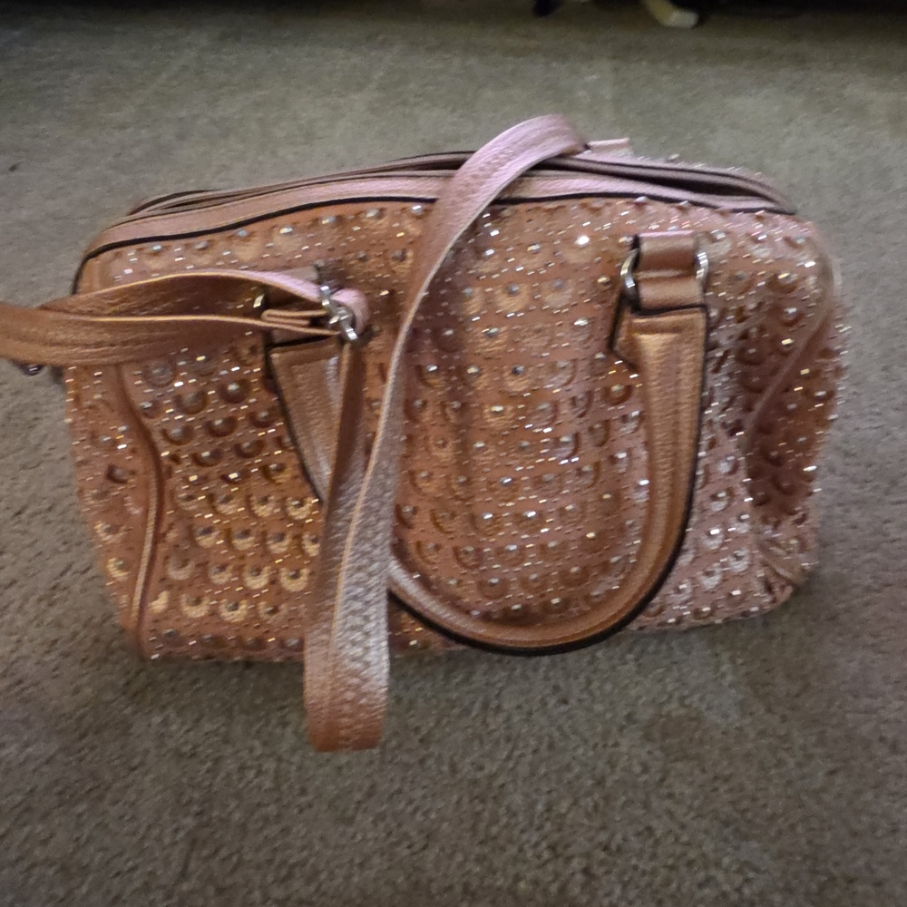 Source Unknown Metallic Pink Studded Shoulder Bag - image 2